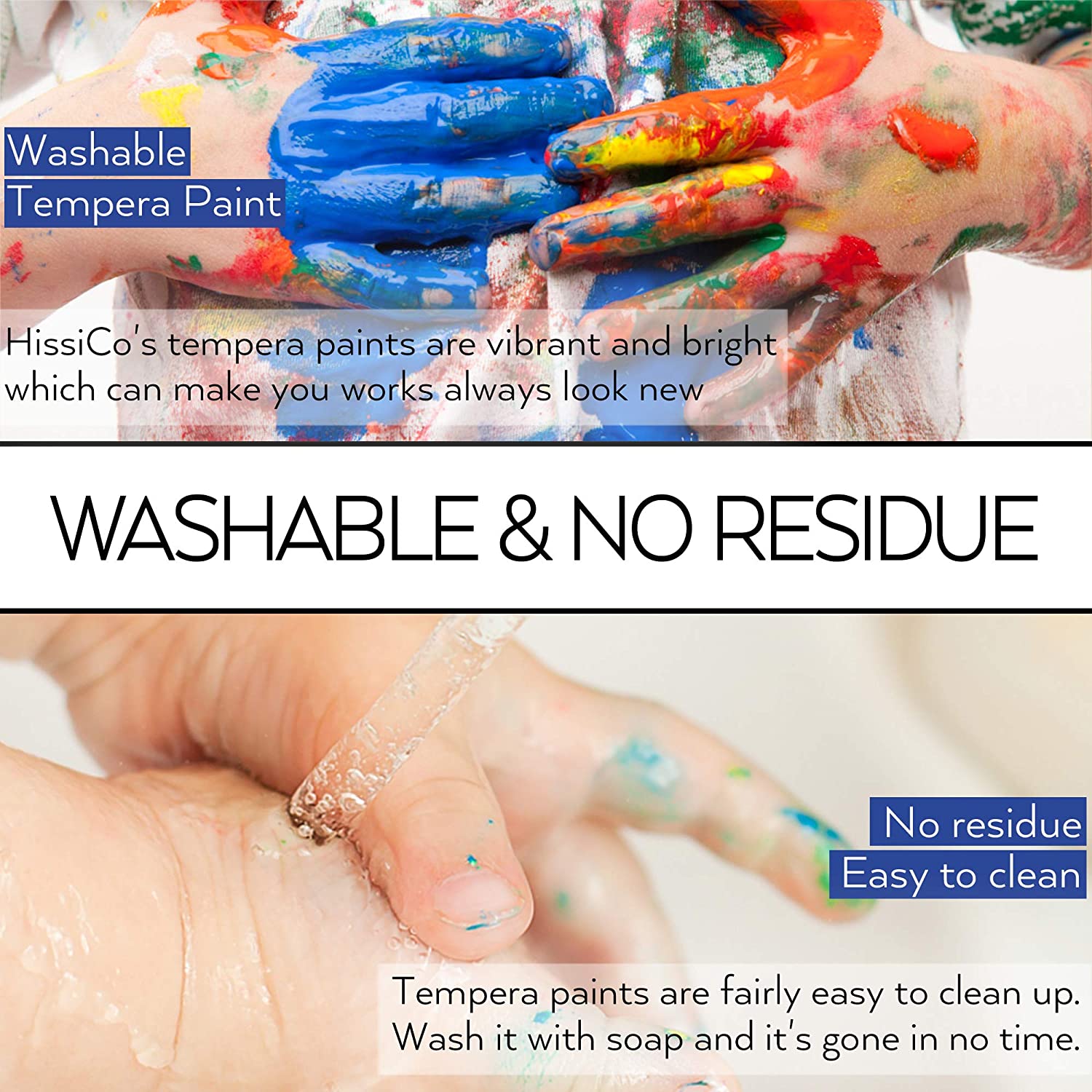 Washable Tempera Paint for Kids,30 Colors (2 oz Each) Liquid Poster Paint